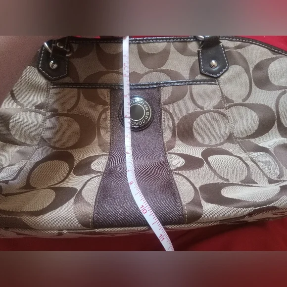 Coach Brown and Tan Signature Tote Bag - Picture 10 of 12